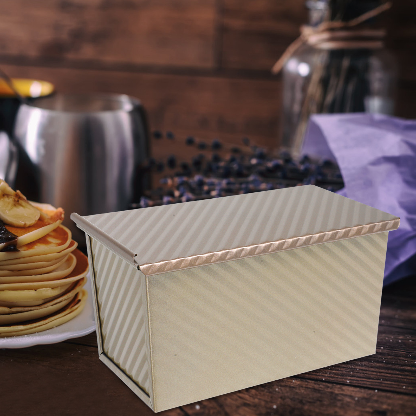 Kitchen Baking Pan - Rechthoekige toastvorm met golfpatroon, metalen broodvorm,