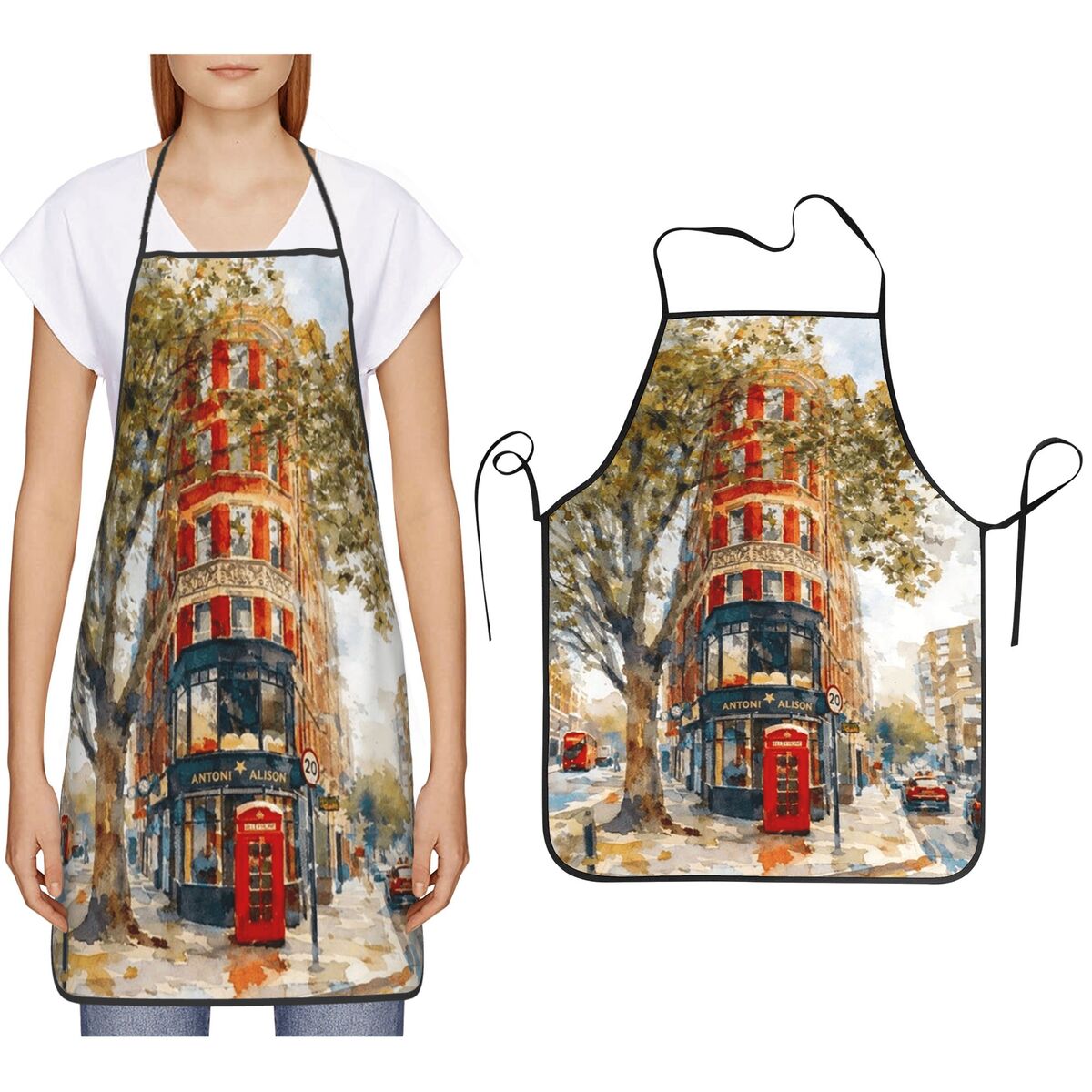 Kitchen Baking Corner - London Flatiron Corner Clerkenwell aquarel schorten
