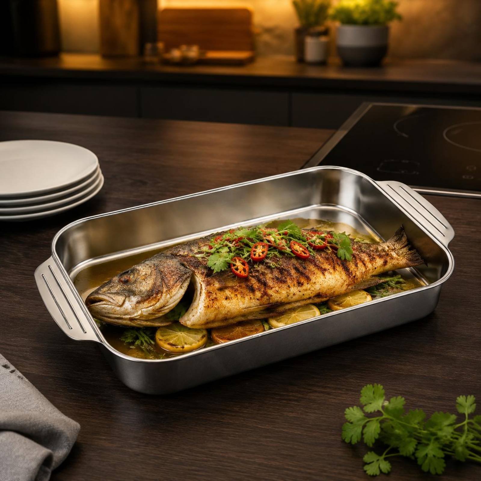 Kitchen Baking Corner - Roestvrijstalen braadpan met verhoogde wanden Ondiepe