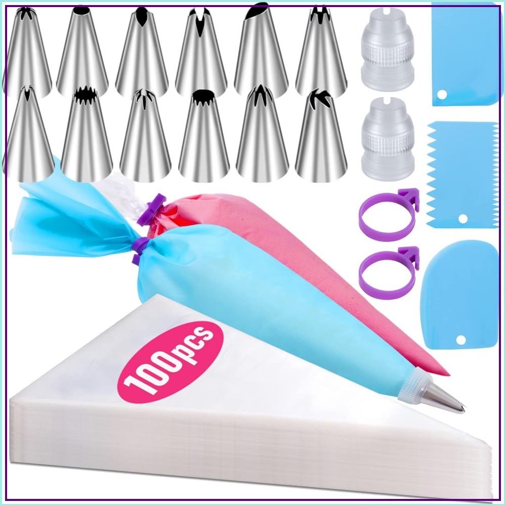 Decorating Tip Set - 100 stuks wegwerp spuitzakken & 12