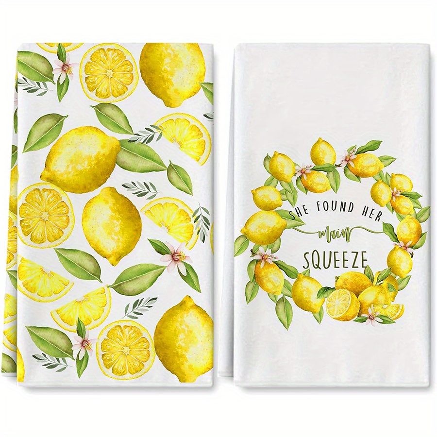 Kitchen Baking Cloth - 2 stuks, citroenkrans keukenhanddoeken, 40 cm