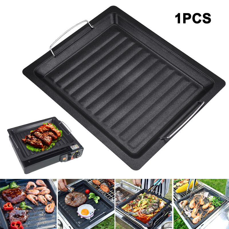 Kitchen Baking Containers - Buiten dikke vierkante grillpan met twee
