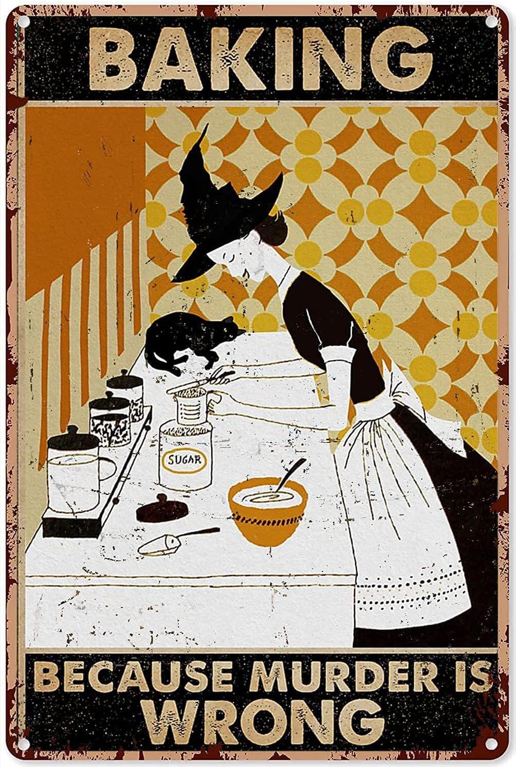 Kitchen Witch Baking - Heksenbakdecoratie Keukenborden Zwarte Kat Dat is