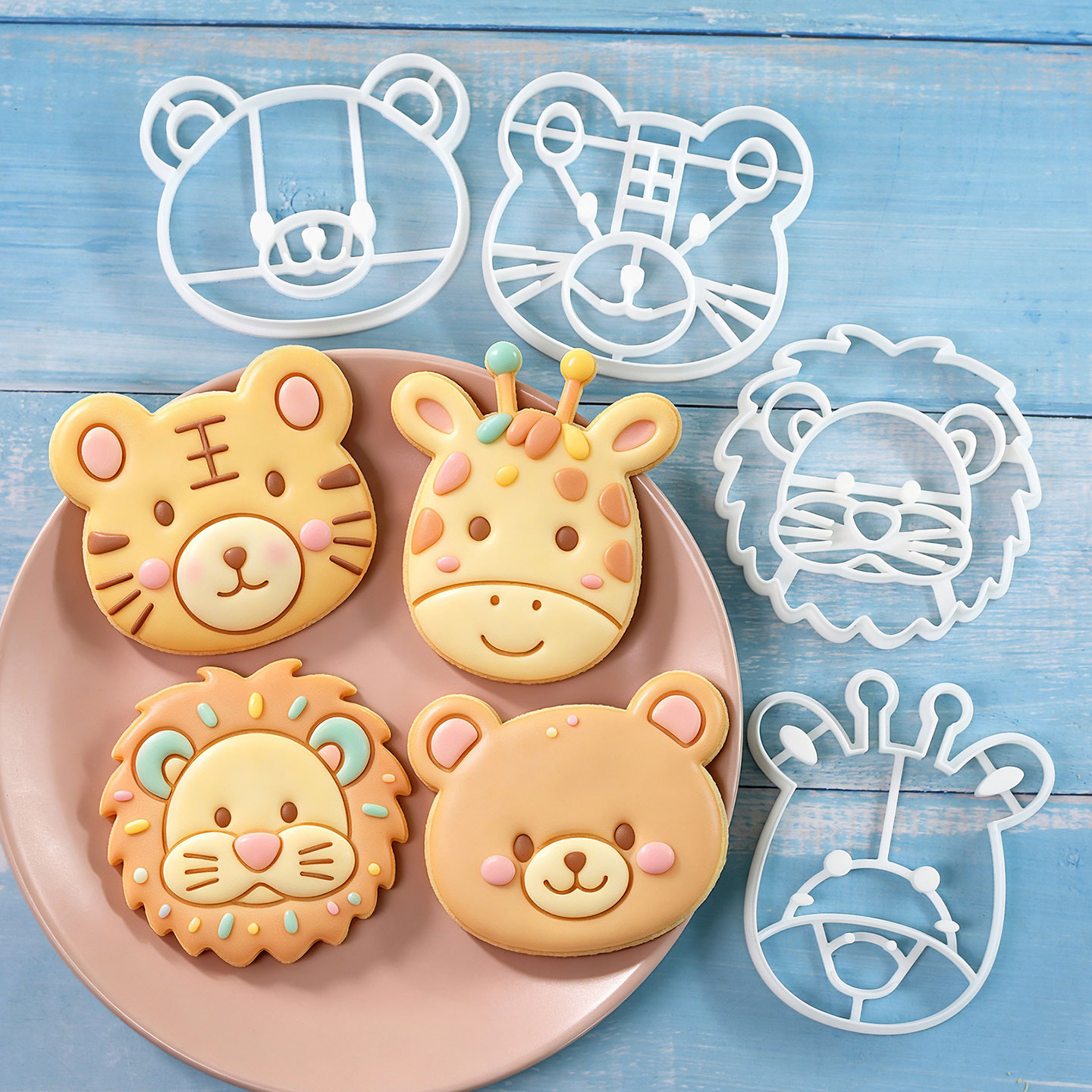 Kitchen Baking Kit - 4-delige set dierenkoekjesvormpjes 3D schattige leeuw