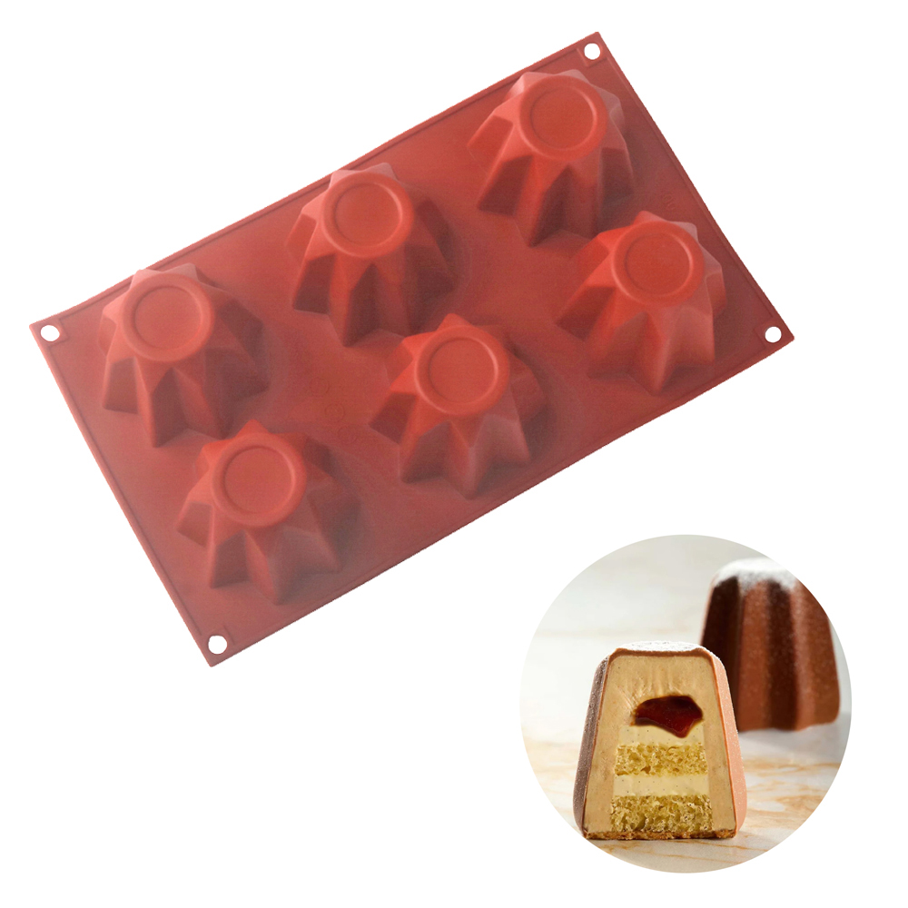 Kitchen Baking Corner - 8-hoekige Pandoro-vormige kerstdessertvormen, 6-delige siliconen cakevorm,