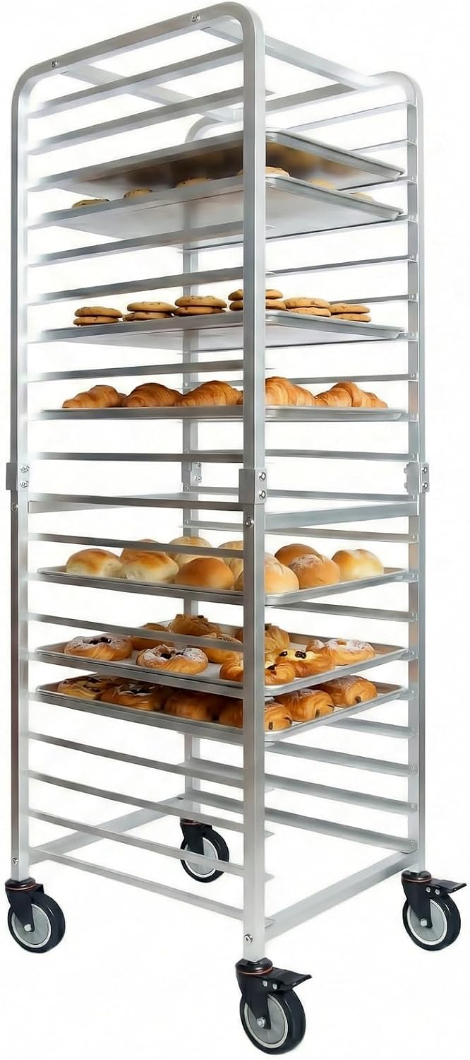 Kitchen Baking Pan - Commerciële 20-laags roestvrijstalen bakplatenrek met wielen,