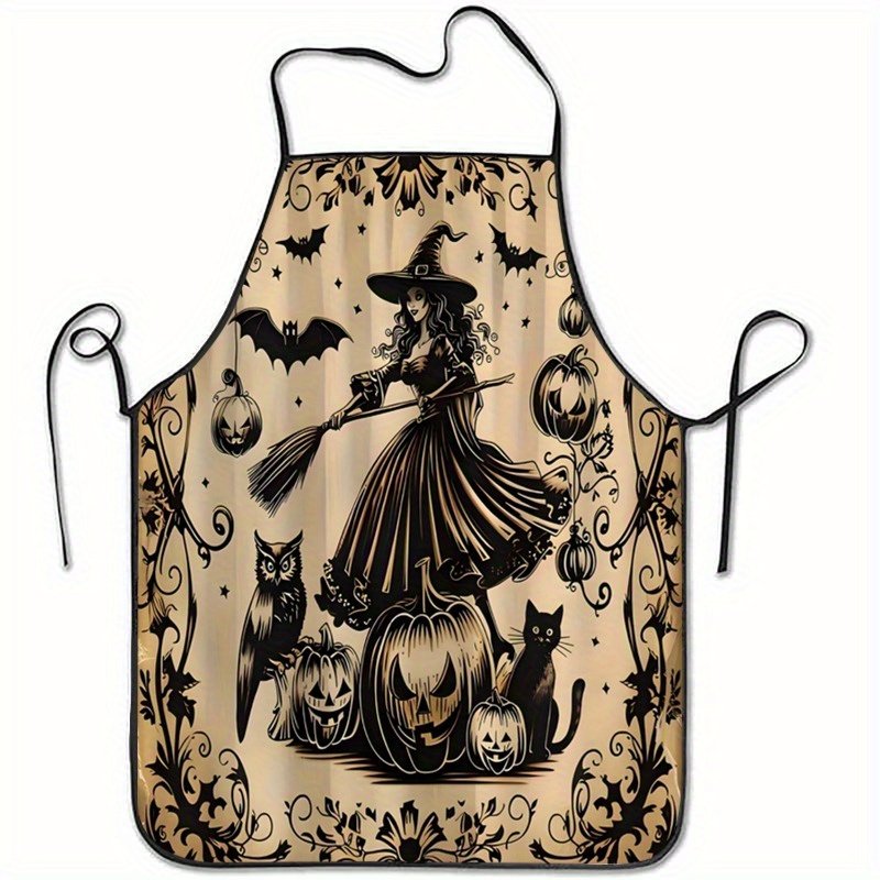 Kitchen Witch Baking - 1pc Heksenbezem Pompoenen Halloween-thema Polyester Schort