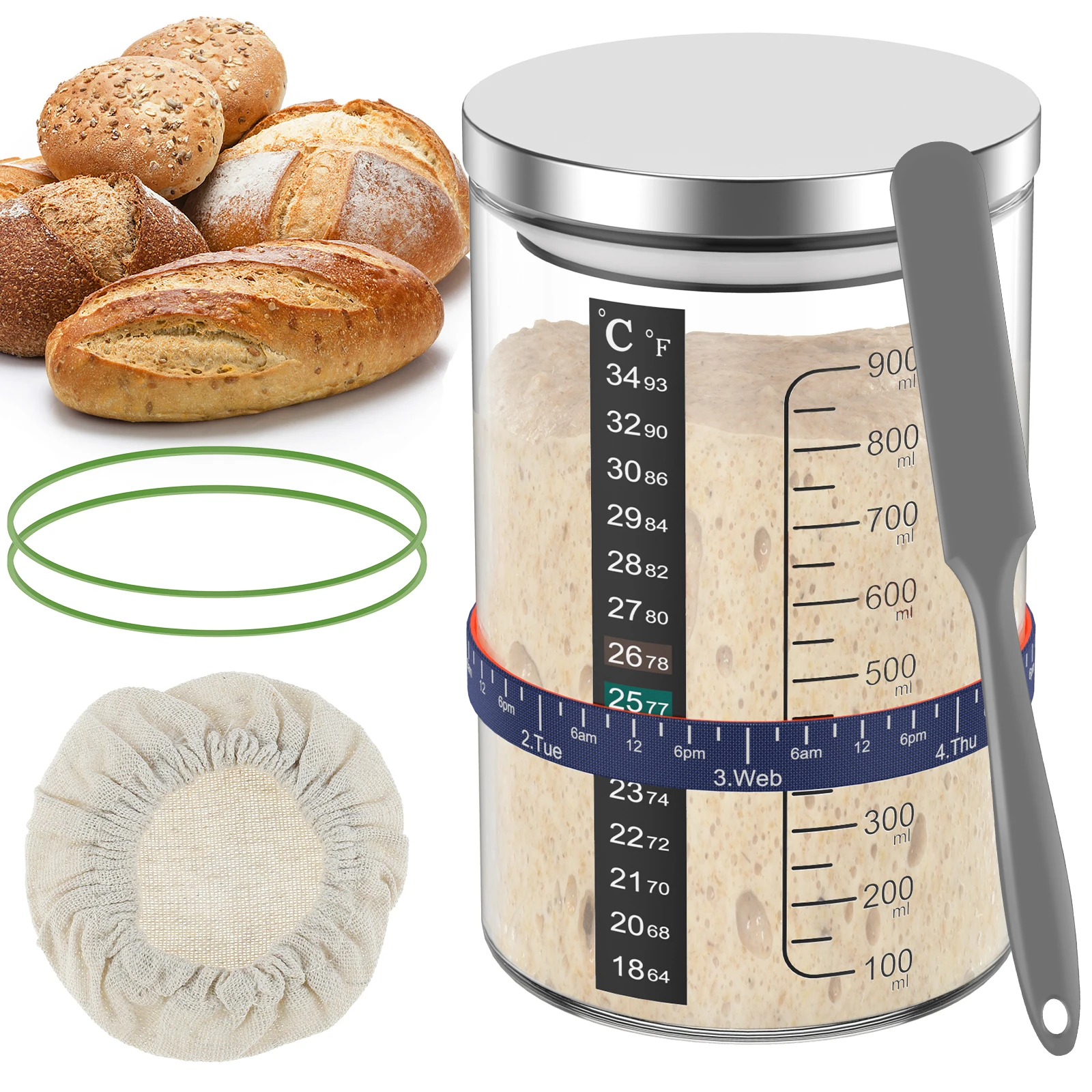 900ml Zuurdesem Starterpot Gla - Kitchen Baking Soda recensie en prijs